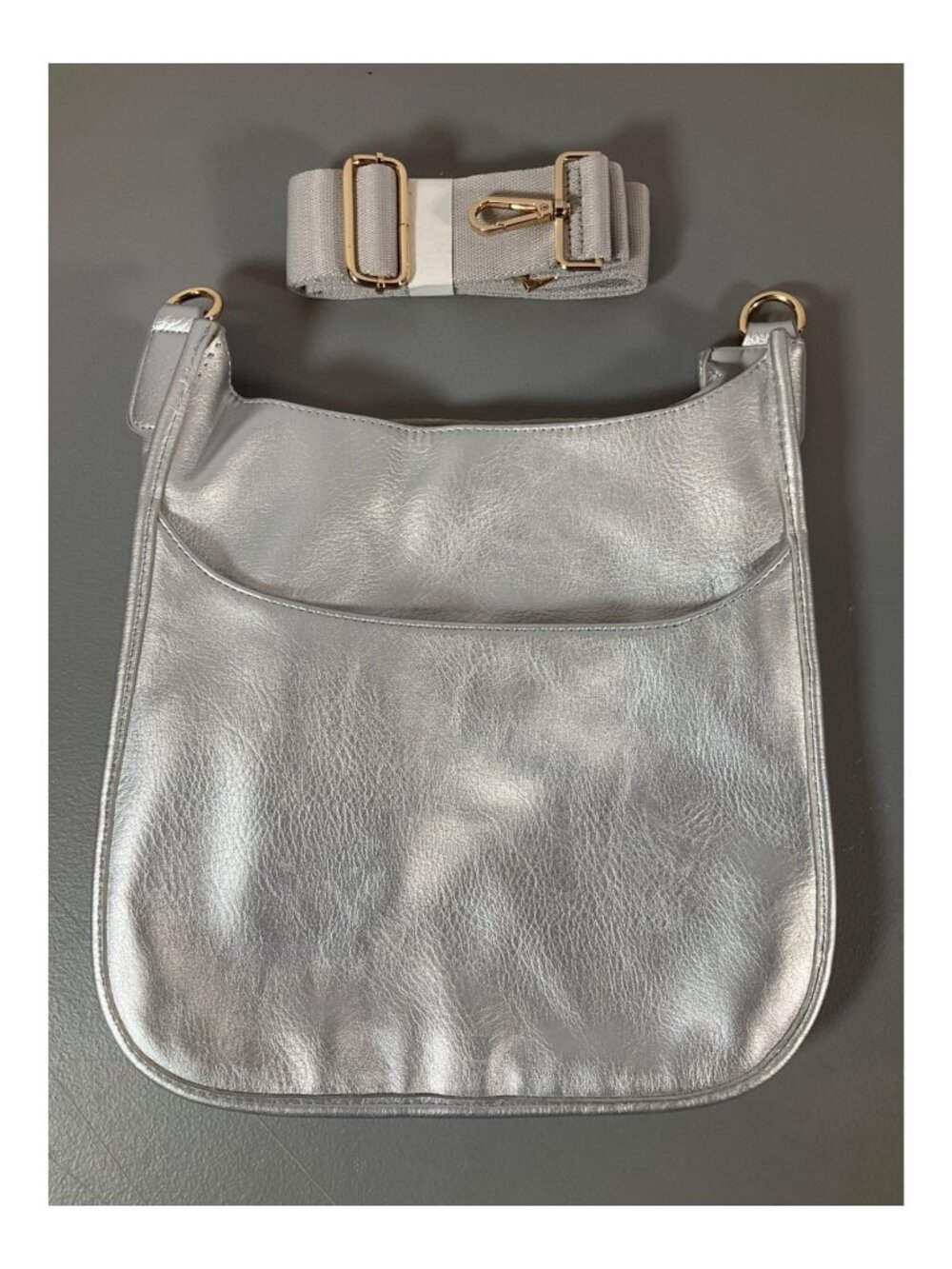 Adorned Silver Camo Faux Leather Crossbody Bag with Bonus Strap - Unisex Style